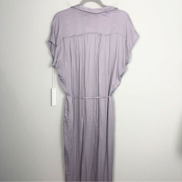 YOUNG FABULOUS & BROKE | NEW Midi Belted Shirt Dress Purple Women’s Size Small - Picture 7 of 9